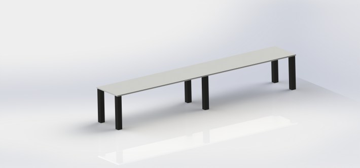render of long table, plastic finish satin